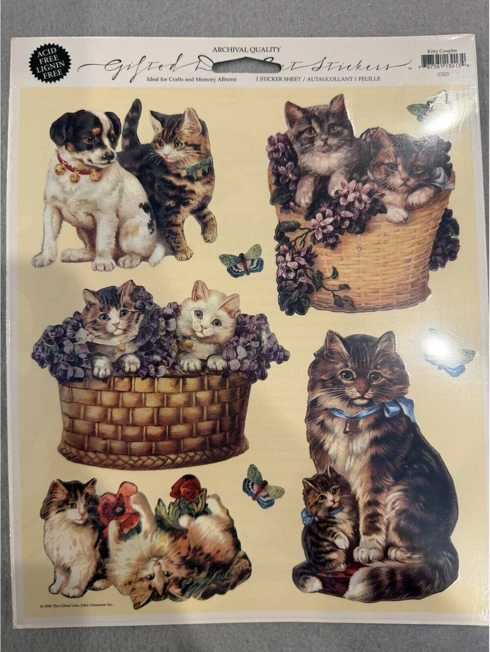 Vtg Cat Stickers Set Of 3 Packs New Sealed